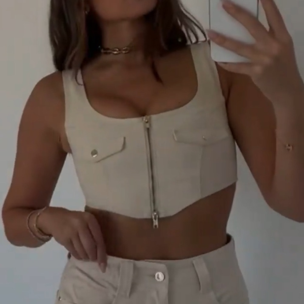 WeWoreWhat/Danielle Bernstein — white denim corset